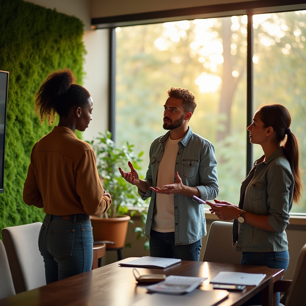 Dexvexora team members in a professional discussion about training methodology