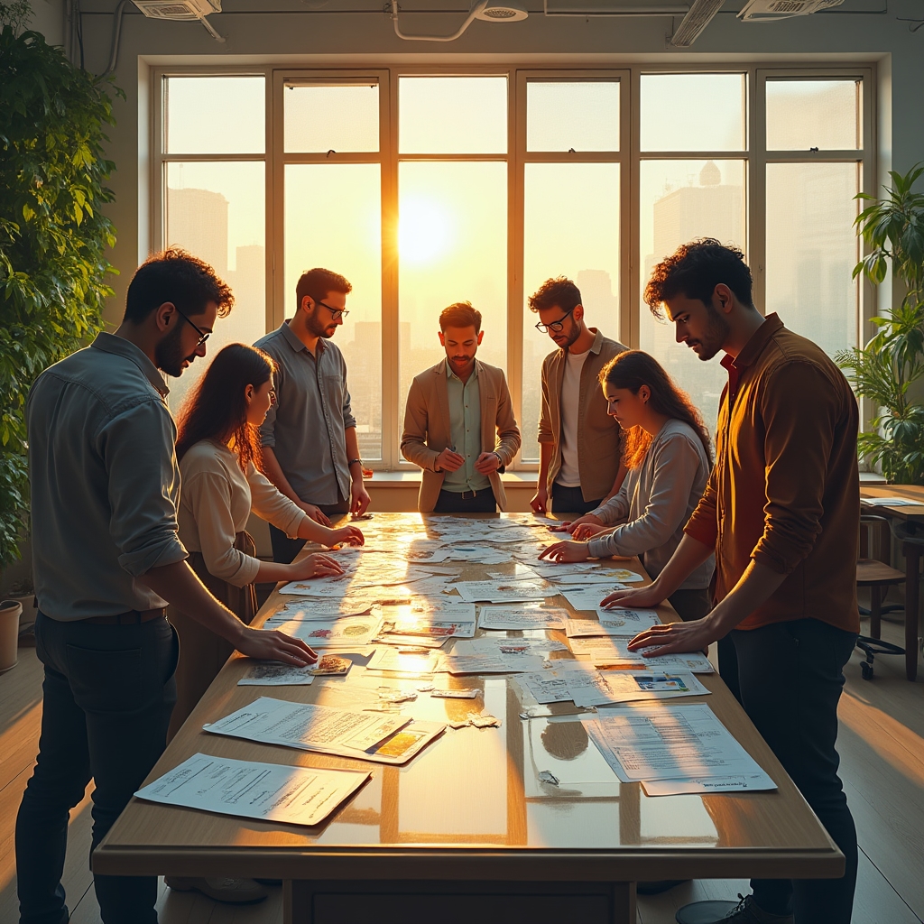 Training participants working through an illustrative business creation scenario