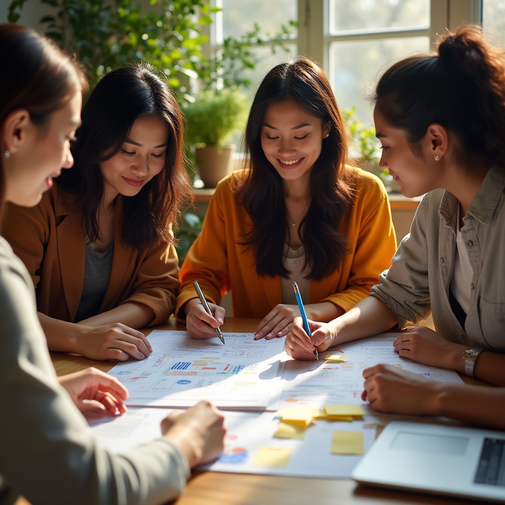 Participants working through a practical business workshop exercise